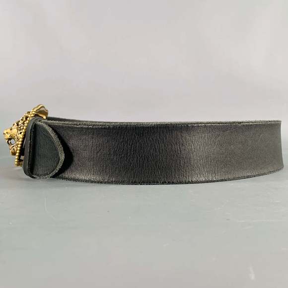 GUCCI Black Gold Leather Metal Belt - Picture 4 of 7